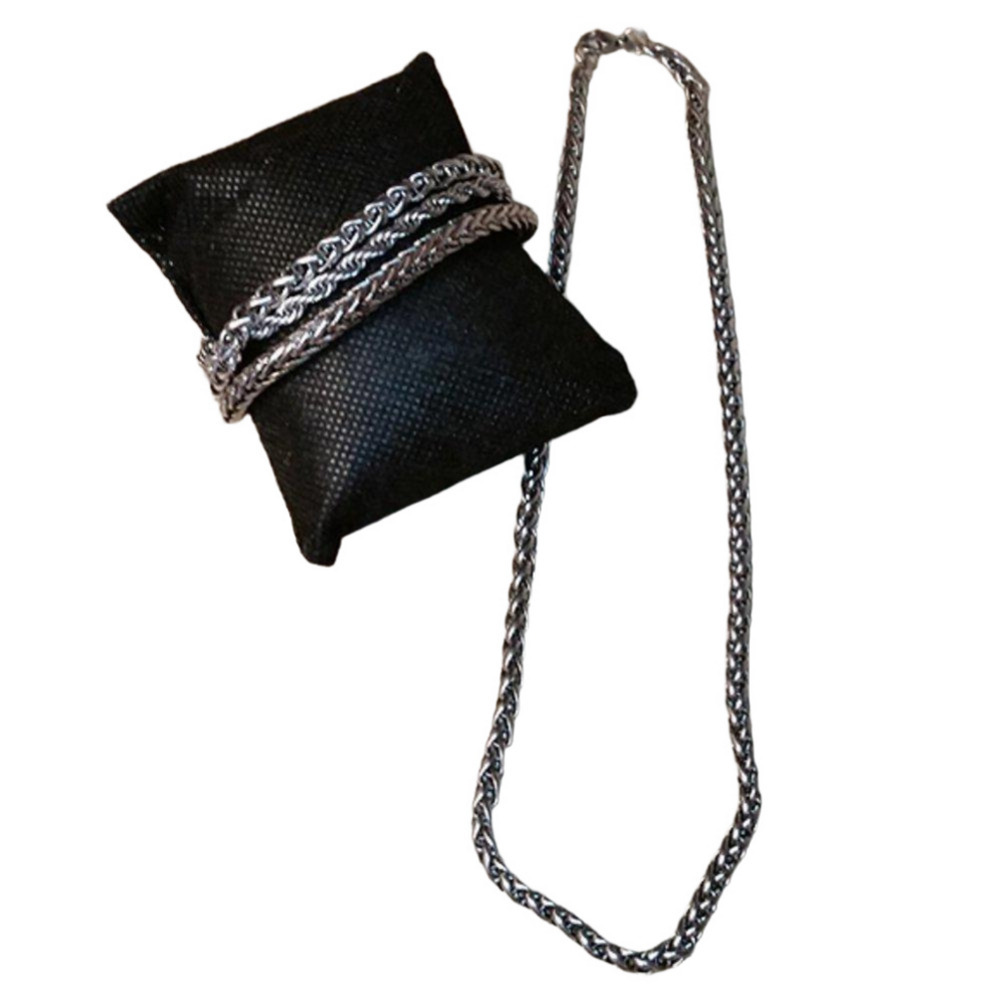 𝅺Bundle lot Unisex Silver Plated Chains Jewelry Set Necklace and 3 Bracelets.